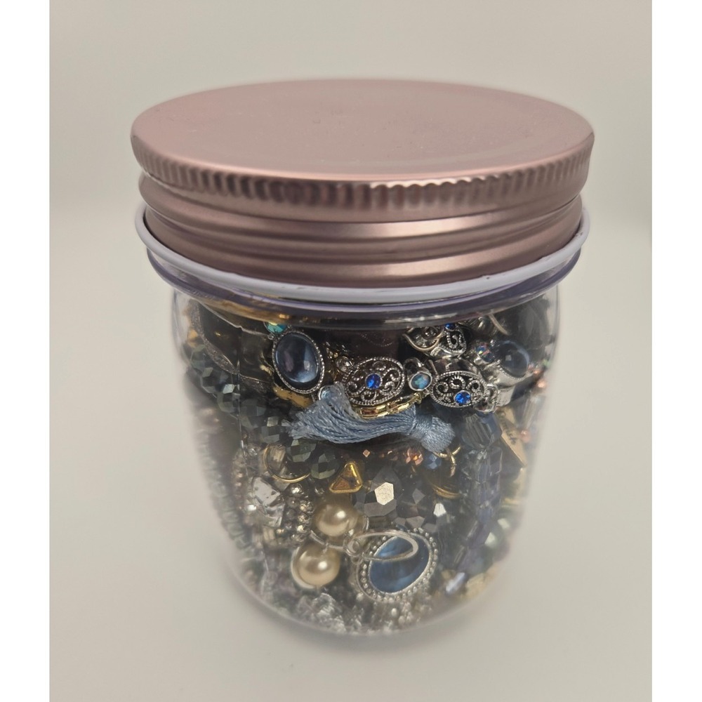 Mystery Vintage Modern Mixed Jewelry Jar 12.4 oz Includes Brooches and Rings!